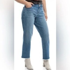 1822 Denim Women's Mid Rise Skinny Leg Jeans Raw Hem Stretch Blue Size 12